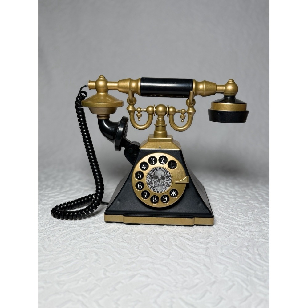 Gemmy Animated Talking Skull Rotary Phone Prop Lights Sound TESTED VIDEO!